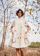 A Model Wearing White Cotton Mul Hortensia curated by Only Ethikal